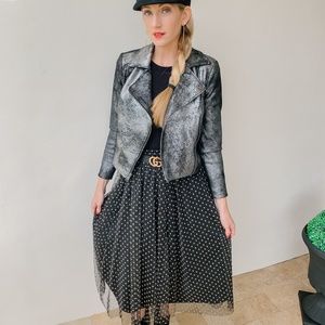 Black and White Polka Dot Midi Skirt